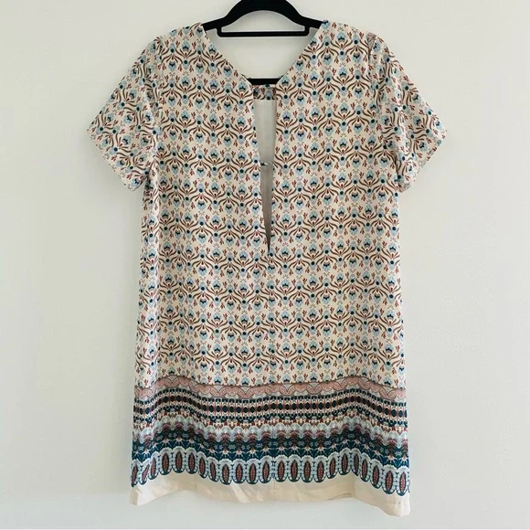 Lulus Botanical Beauty Beige Print Shift Dress Short Sleeves Mini Dress - Picture 7 of 16